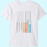 Unmasked Unmuzzled Unvaccinated Unafraid Us Flag Distressed T-shirt — T-shirts pour hommes