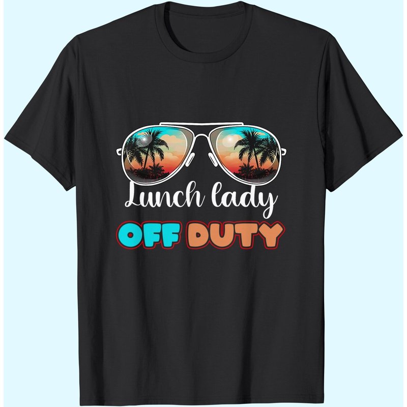 Lunch Lady Off Duty Sunglasses Beach Sunset T-shirt — T-shirts pour hommes