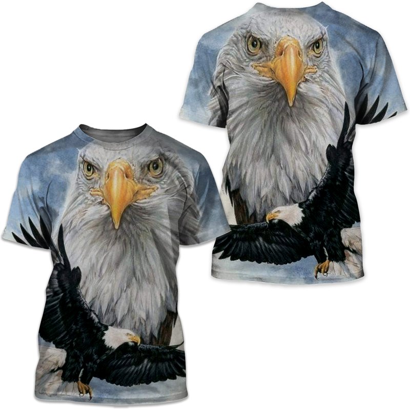 T Shirt 3d Print Graphic Eagle Print Short Sleeve Party Tops — T-shirts pour hommes