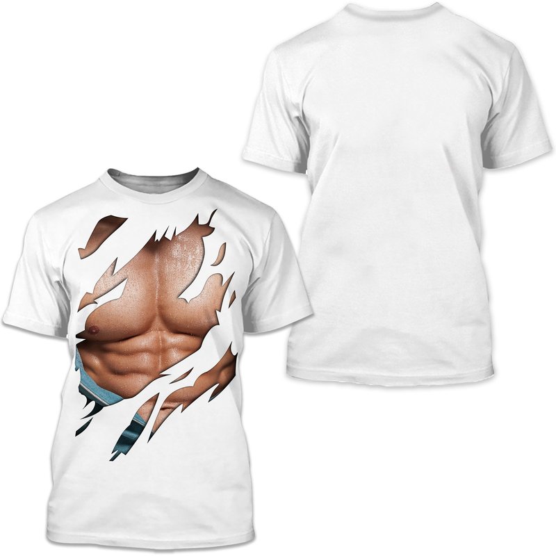 T-shirt Graphic Muscle Print Tops White For Men