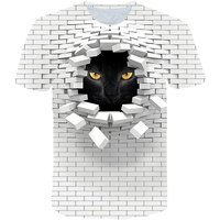 T-shirt Graphic 3d Animal Print Short Sleeve Club Tops Streetwear