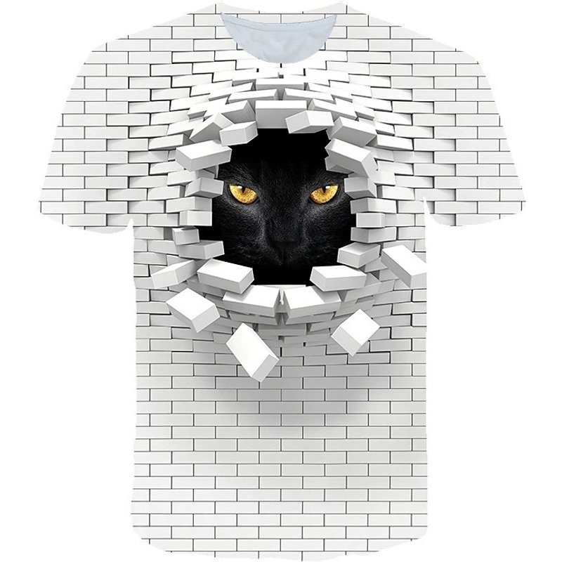 T-shirt Graphic 3d Animal Print Short Sleeve Club Tops Streetwear — T-shirts pour hommes