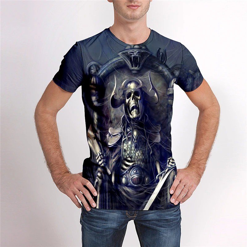 Unisex Tee T Shirt 3d Print Graphic Prints Skull Short Sleeve Casual Tops Fashion — T-shirts pour hommes