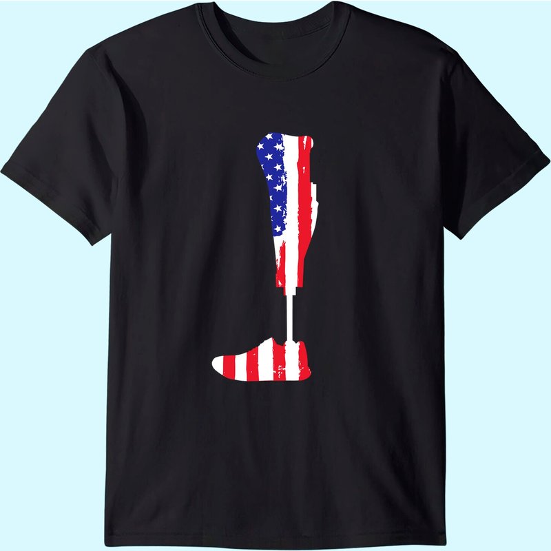 American Flag Prosthetic Leg Patriotic Amputee Shirt — T-shirts pour hommes