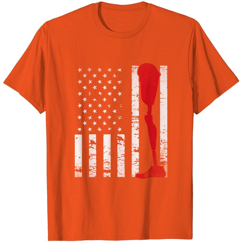 Amputee Patriotic Prosthetic Leg Flag T-shirt — T-shirts pour hommes