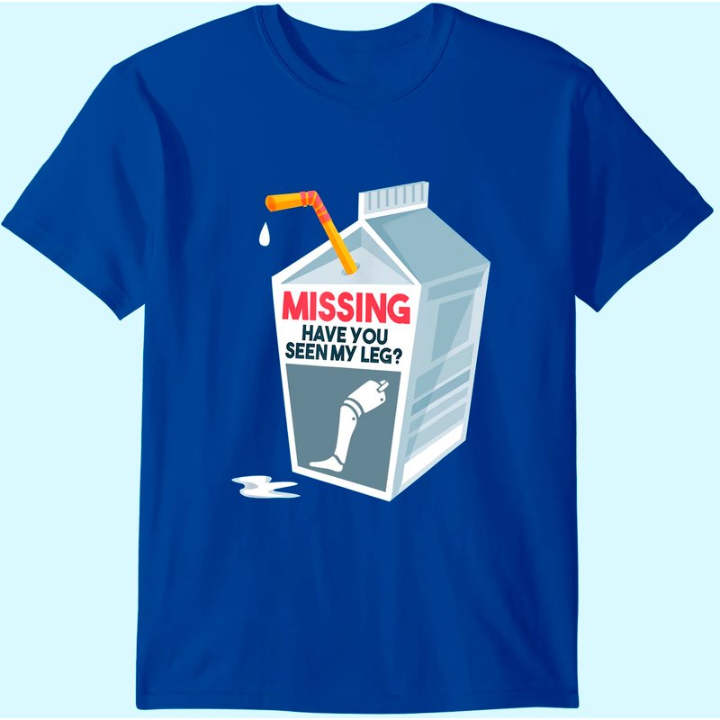 Funny Amputee Prosthetic Milk Cartoon T-shirt — T-shirts pour hommes