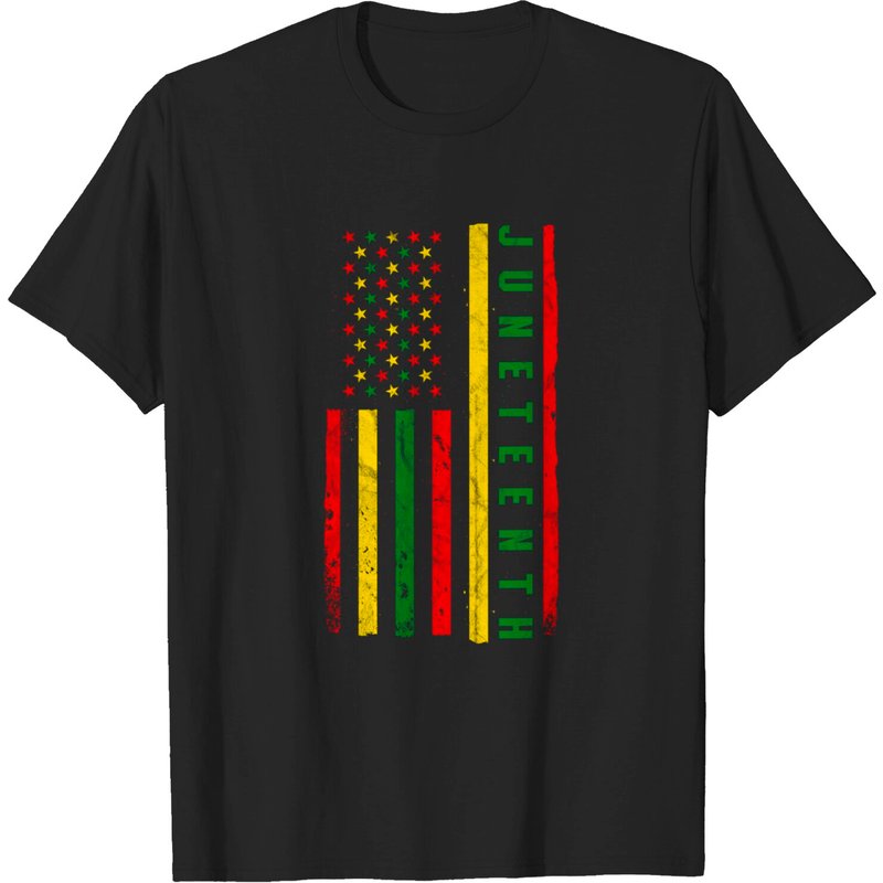 Juneteenth American Flag Emancipation Melanin Black Pride T-shirt — T-shirts pour hommes