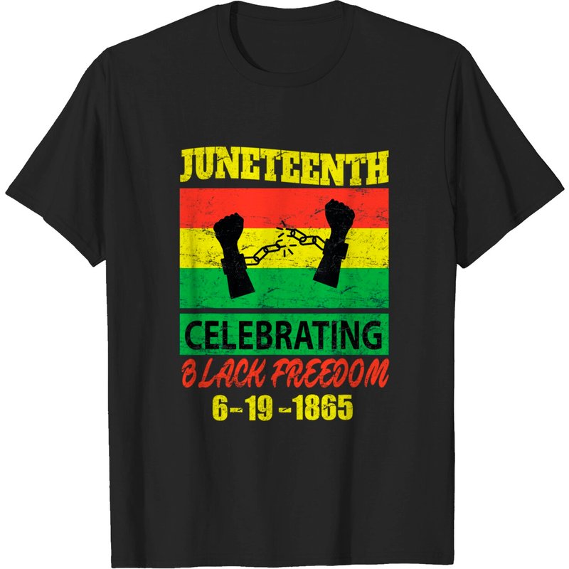 Juneteenth Celebrating Black Freedom 1865 Flag T-shirt — T-shirts pour hommes