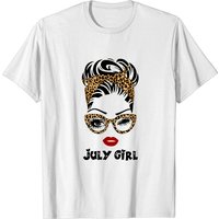 Born In July Birthday Gift Leopard July Girl T-shirt