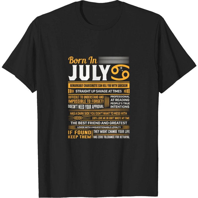 July Birthday Gifts - Born In July Cancer T-shirt — Mens T Shirts