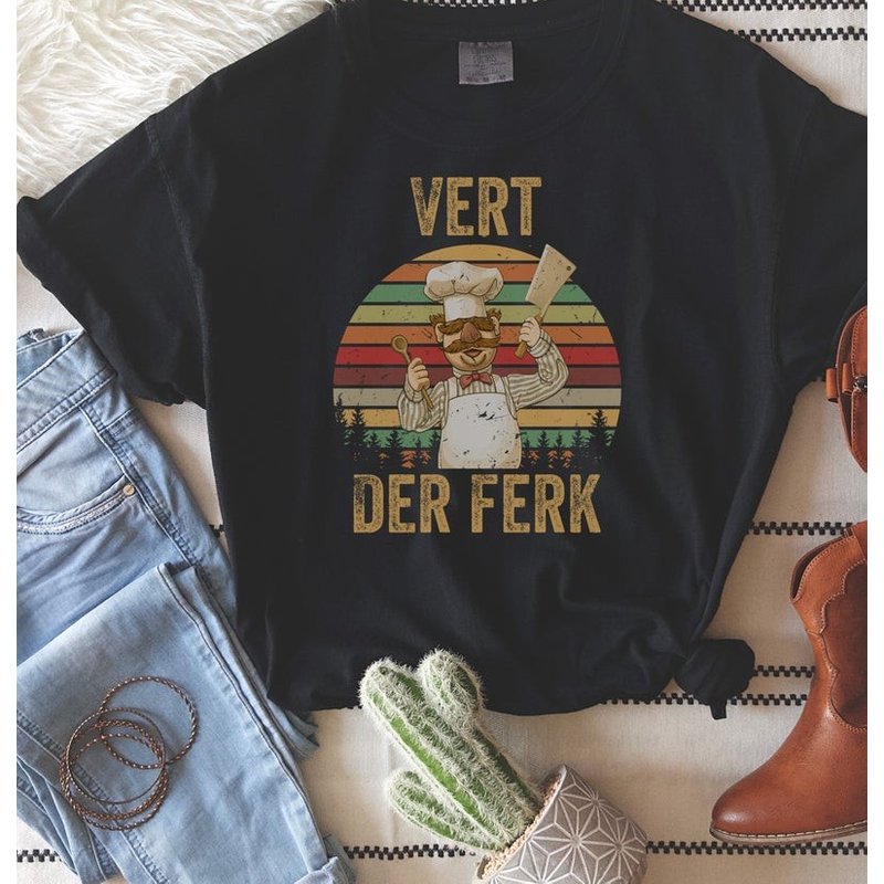 Vintage Vert Der Ferk Women Funny T-shirt Cute Tops Chef Graphics Tee — Mens T Shirts
