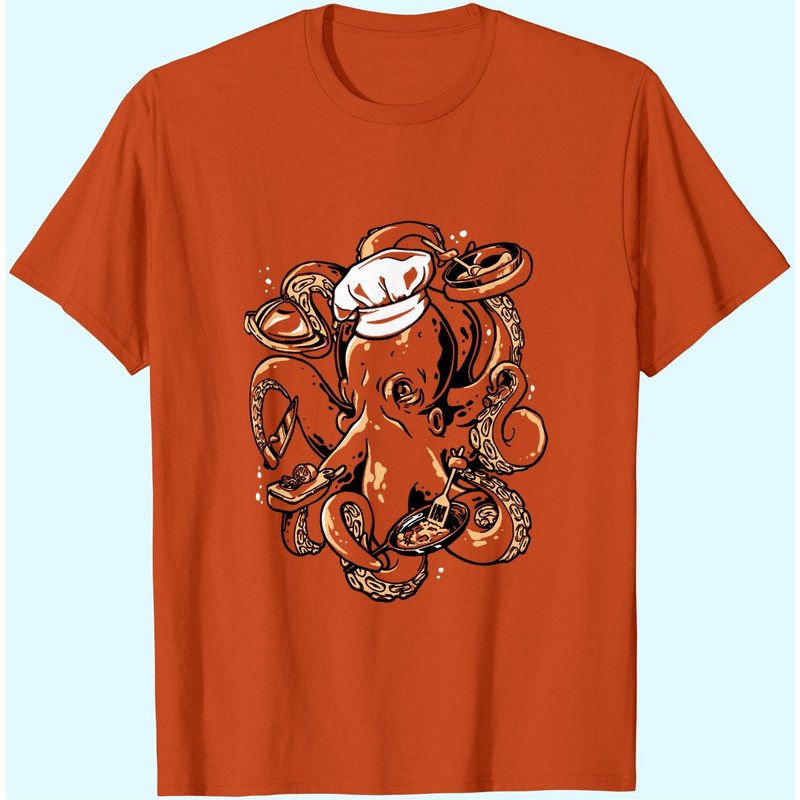 Octopus Chef, Restaurant Joke Kitchen Staff Cooking Humor Cute Graphic T-shirt — Mens T Shirts