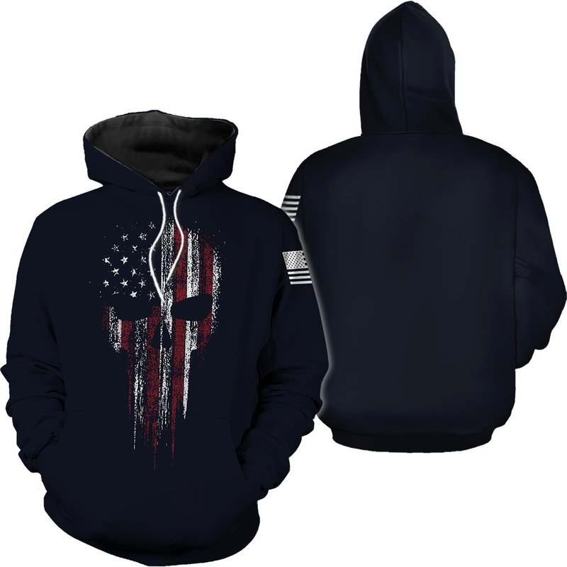 Usa American Flag Skull Patriotic Men's Hoodie — Sweats à capuche pour hommes