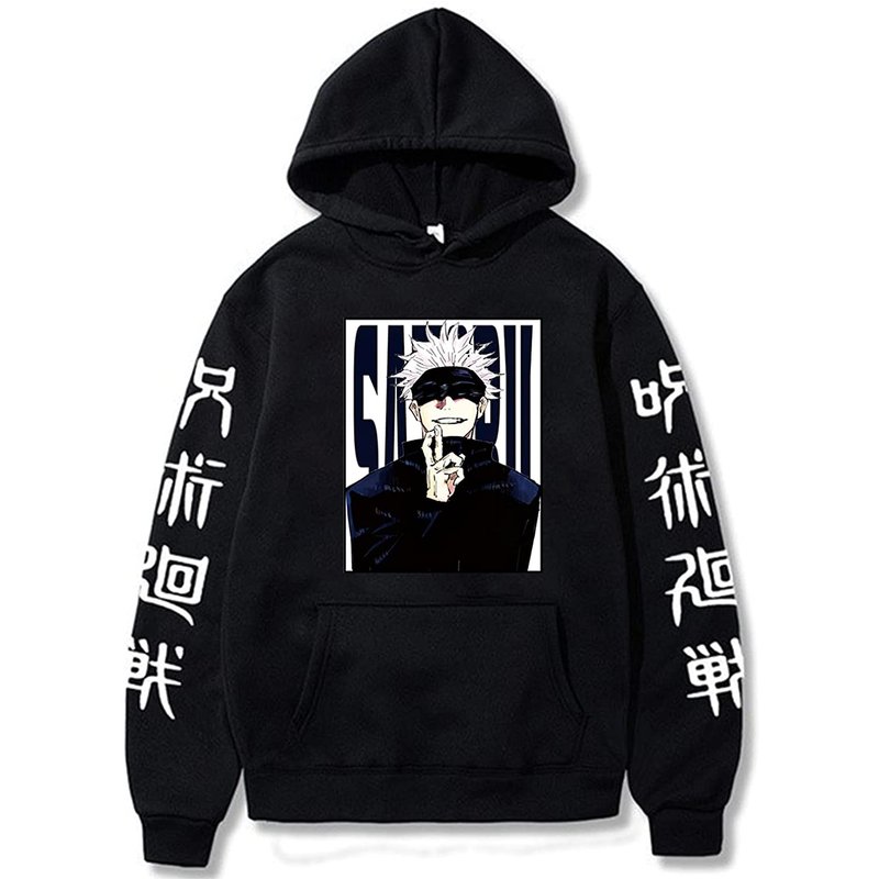 Japanese Anime Jujutsu Satoru Hoodie Pullover Tops Sweatshirt — Sweats à capuche pour hommes