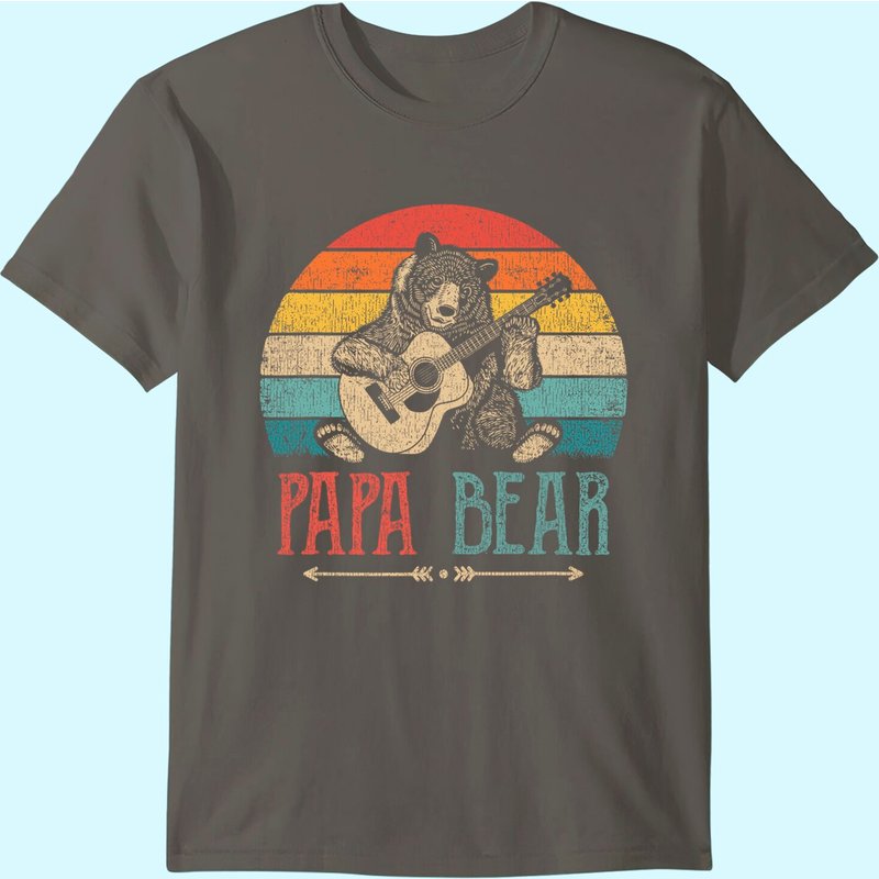 Papa Bear Funny Guitar T-shirt For Men