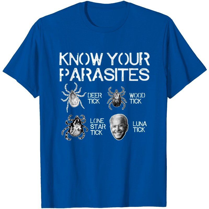 Know Your Parasites Tick Biden Print On Back Luna Tick T-shirt — T-shirts pour hommes