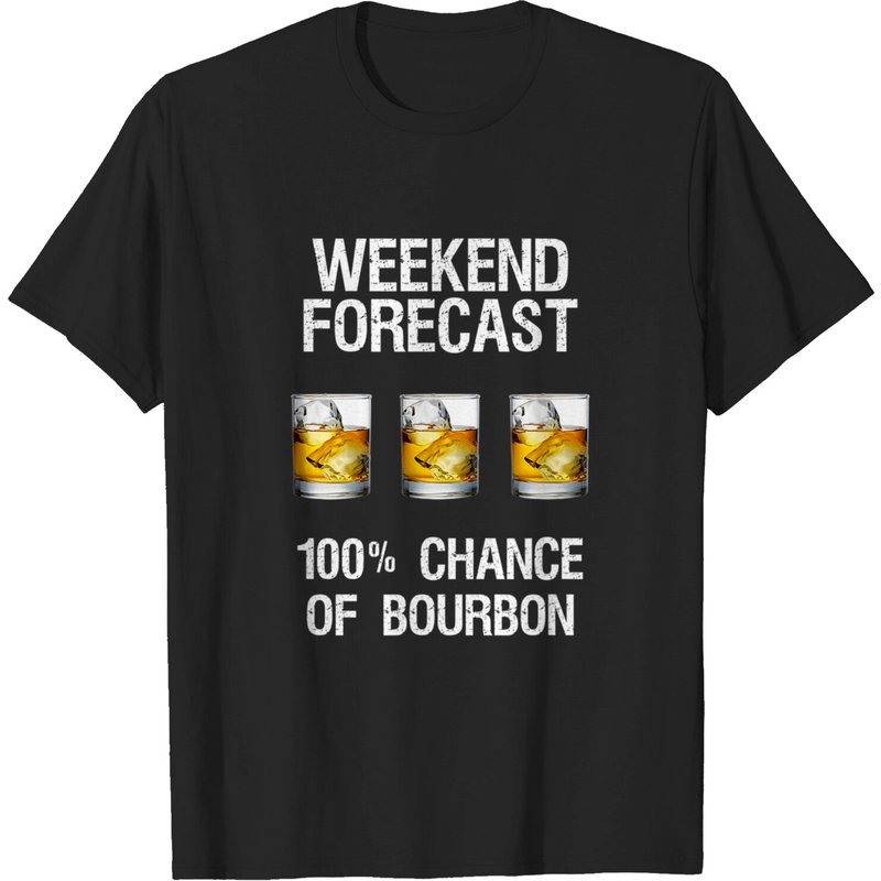 Bourbon T-shirt Gift - Funny Bourbon Forecast — T-shirts pour hommes
