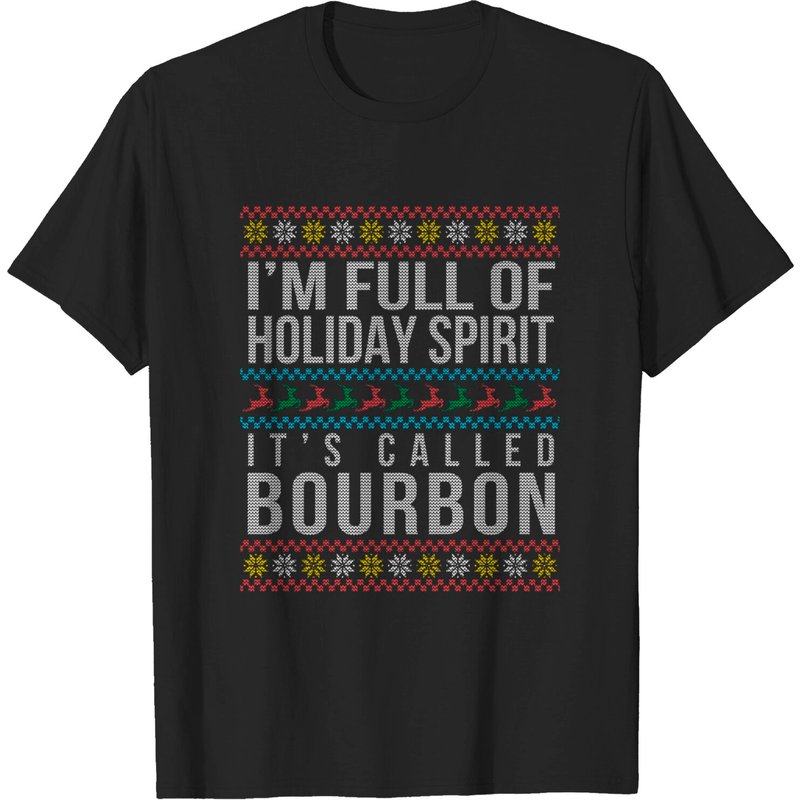 Ugly Christmas Drinking Bourbon Holiday Party T-shirt — T-shirts pour hommes