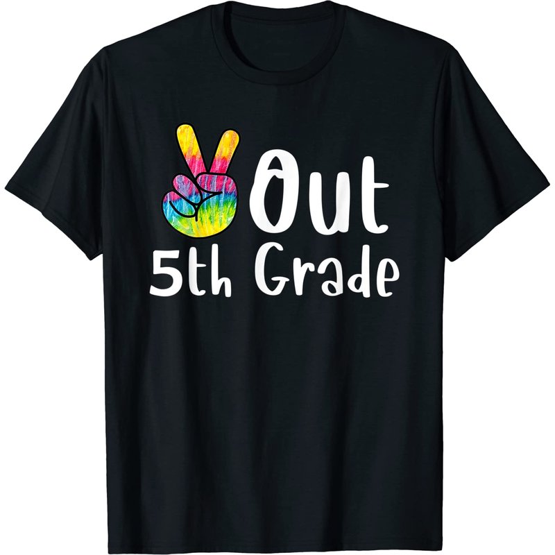 Peace Out 5th Grade Tie Dye Graduation Class Of 2021 Virtual T-shirt — T-shirts pour hommes