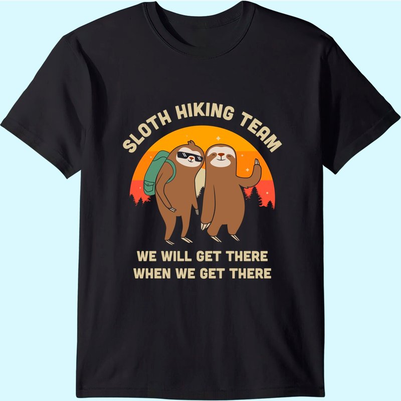 Sloth Hiking Team - Funny Vintage Gift T-shirt