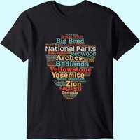 National Parks List Word Cloud Camping Hiking Men Women Kids T-shirt
