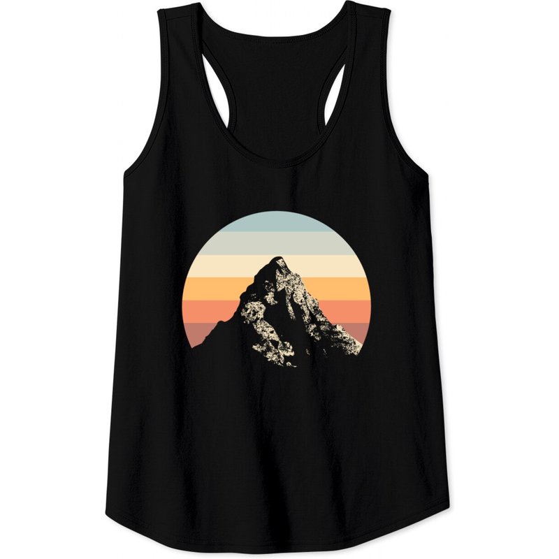 Mountain Sunset Circle Rainbow Outdoors Nature Hiking Fan Tank Top — T-shirts pour hommes