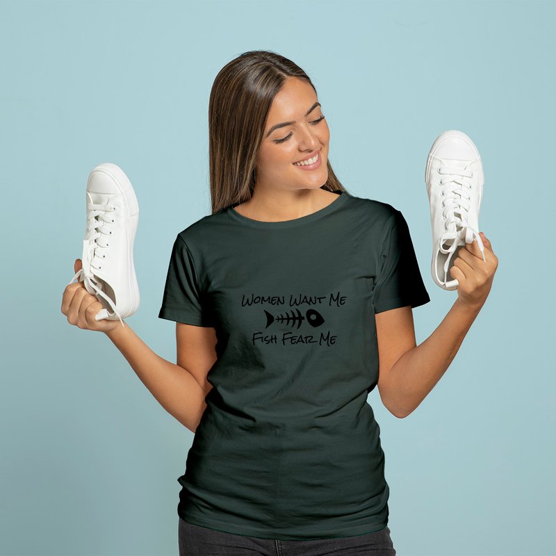 Women Want Me Fish Fear Me Fishing Humor T-shirt — T-shirts pour hommes