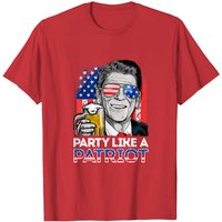 Reagan Ronald Party Like A Patriot 4th Of July American Flag T-shirt