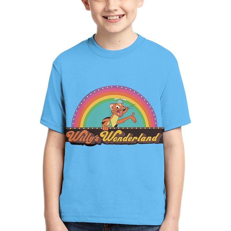 Willy's Joyful Wonderland T Shirt Kids Youth 3d Print Short Sleeve For Boys Girls,black — Mens T Shirts