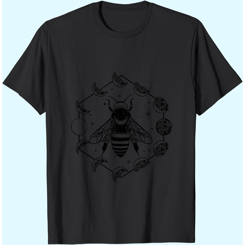 Moon Phase Bee Mystical T-shirt — Mens T Shirts