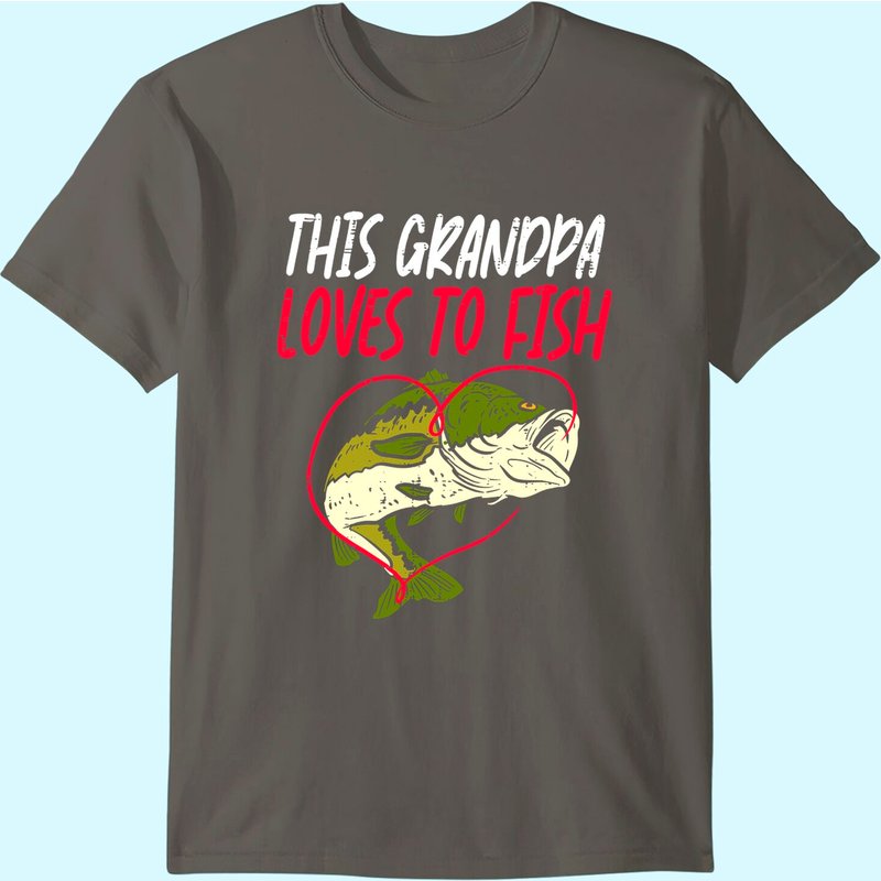 Mens This Grandpa Loves To Fish Bass Fishing Family Matching Gift T-shirt
