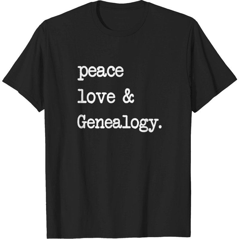 Peace Love & Genealogy Tshirt | Family Ancestry History Gift T-shirt — T-shirts pour hommes