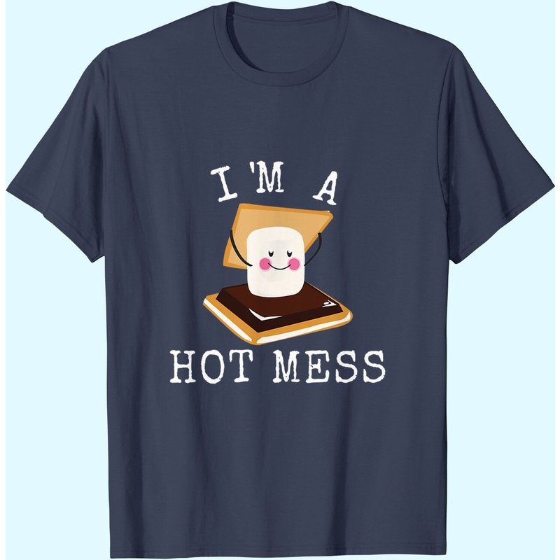 Smores Funny Campfire I'm A Hot Mess Cute Camper T Shirt — T-shirts pour hommes