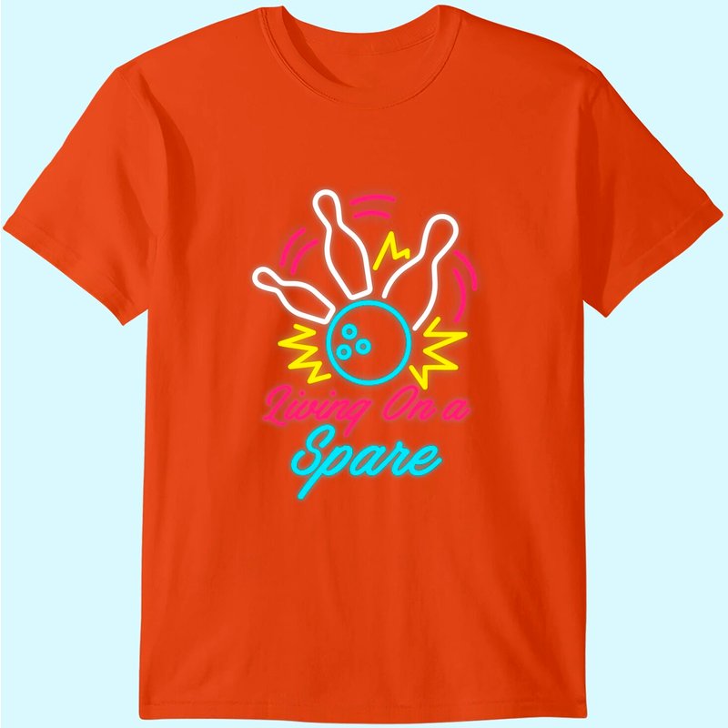 Living On A Spare Funny Bowling Shirt Pins Sports Hobby T-shirt — T-shirts pour hommes