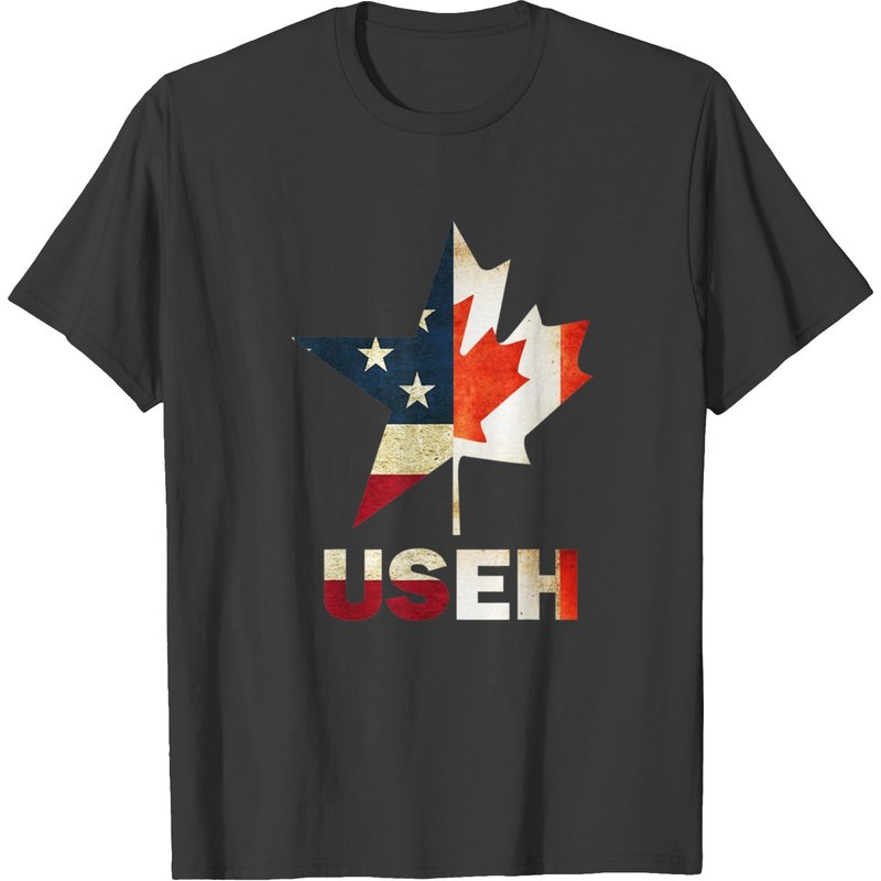 Useh Leaf Canadian American Flag Shirt Canada Usa Flag Gift T-shirt — T-shirts pour hommes