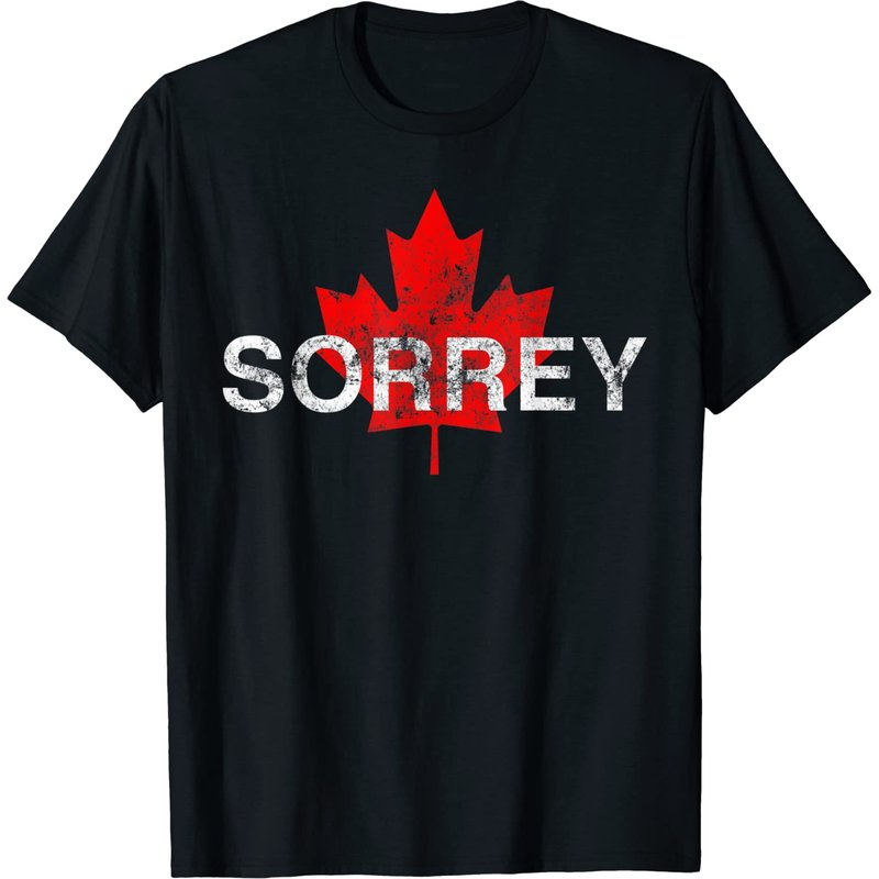 Sorrey Sorry Canadian Funny Apology Red Maple Leaf T-shirt — T-shirts pour hommes
