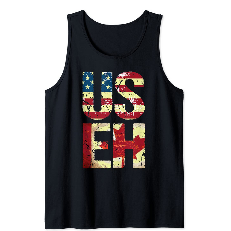 Us Eh America Canada Flag Funny American Canadian Tank Top