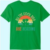 All The Cool Kids Are Reading Book Vintage Reto Sunset T-shirt