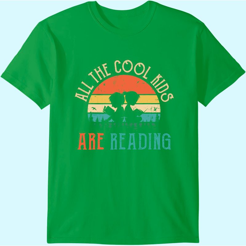 All The Cool Kids Are Reading Book Vintage Reto Sunset T-shirt — T-shirts pour hommes