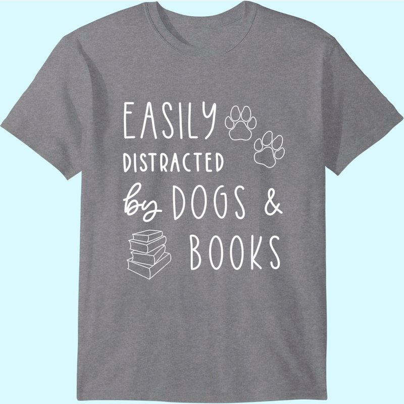 Funny Dog Easily Distracted Dogs Books T Shirt — T-shirts pour hommes