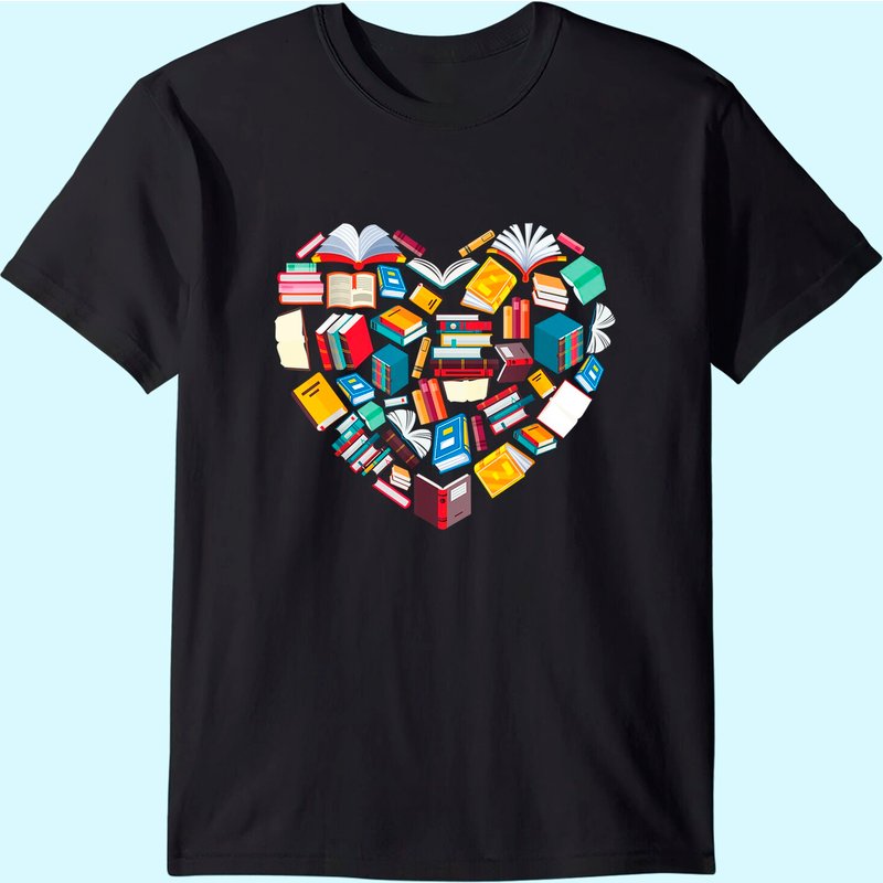 Book Lover Heart Shape Reading Club Librarian Library Gifts T-shirt — T-shirts pour hommes