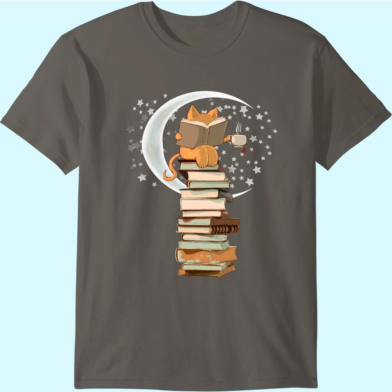 Kittens, Cats, Tea And Books Gift Reading By Moonlight T-shirt — T-shirts pour hommes
