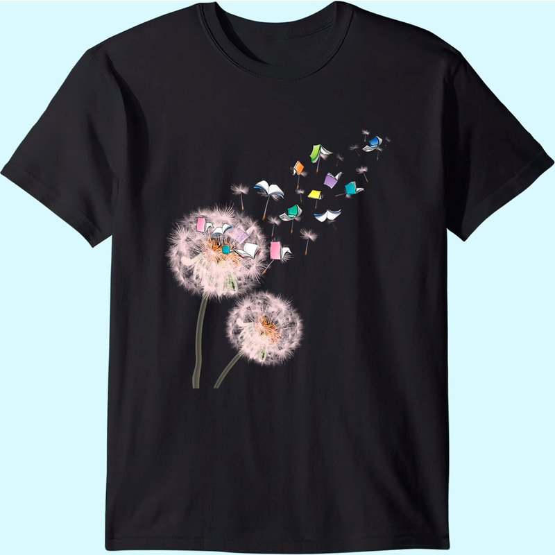 Book Dandelion Reading Books Book Lover Cool Nerdy Gift T-shirt — T-shirts pour hommes