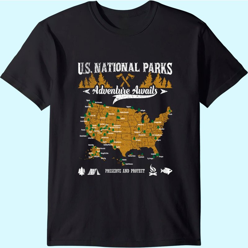 Us National Parks Adventure Awaits - Hiking & Camping Lover T-shirt — T-shirts pour hommes