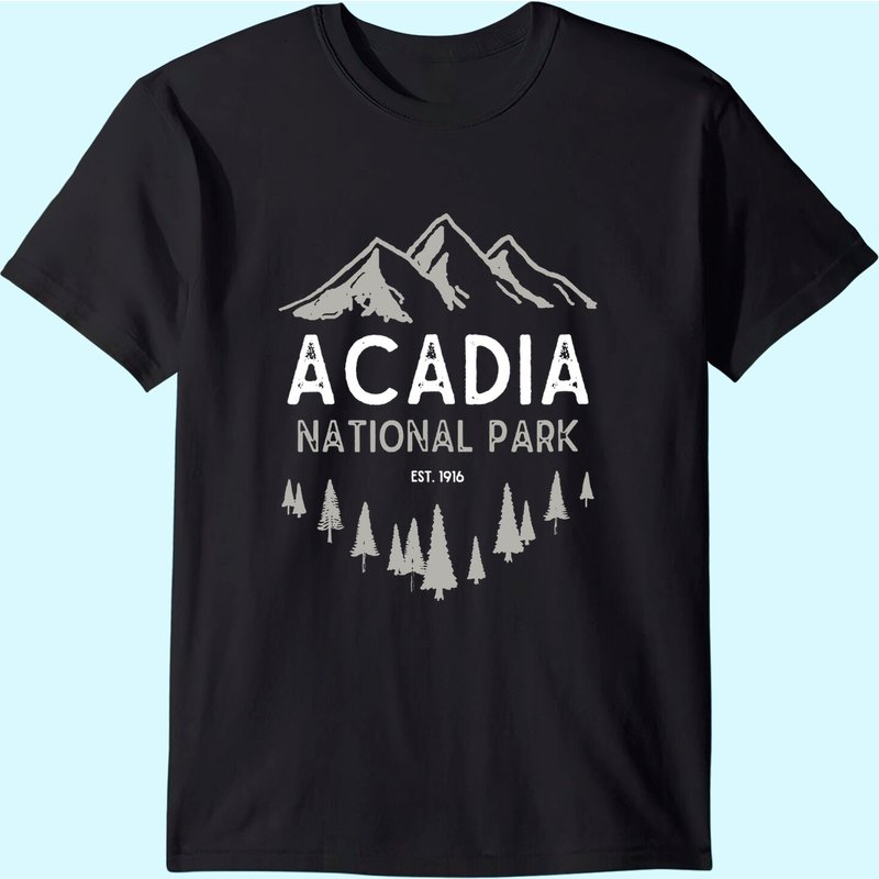 Acadia National Park T-shirt Est 1916 Vintage Maine Shirt — Mens T Shirts