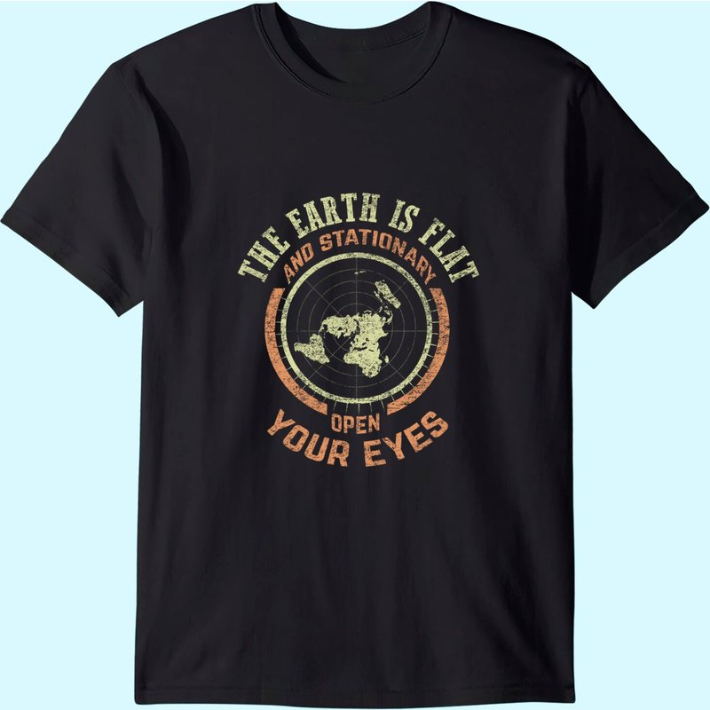 Flat Earth And Stationary Vintage Conspiracy T-shirt — T-shirts pour hommes