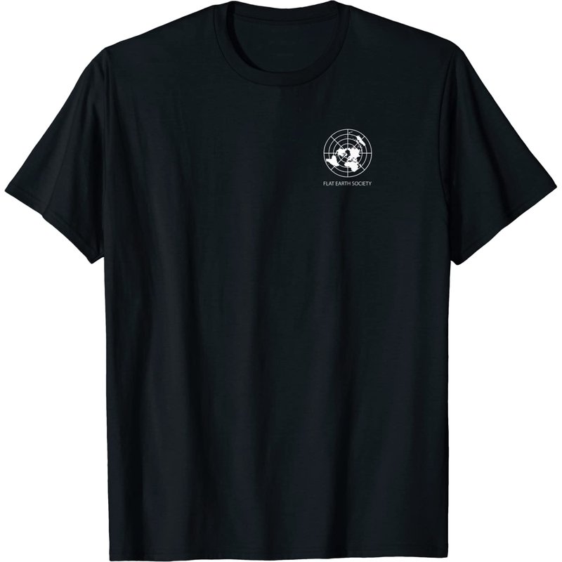Flat Earth Society T-shirt - Breast Pocket Logo - Earth Map — T-shirts pour hommes