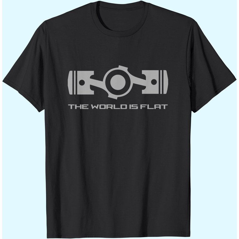 The World Is Flat Opposed Cylinder Engine Flat Earth T-shirt — T-shirts pour hommes