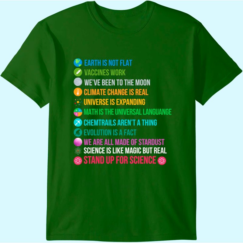Earth Is Not Flat Vaccines Work Science Teacher Nerd Geek T-shirt — T-shirts pour hommes