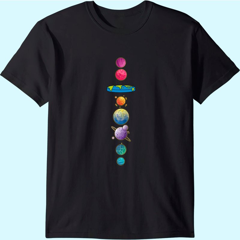 Flat Earth T Shirt Map Model Globe Conspiracy Believer — Mens T Shirts